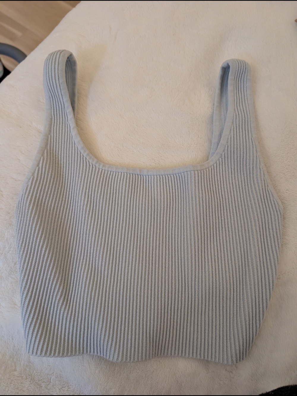 Babaton Ribbed Scoop Crop Tank - Pale Blue